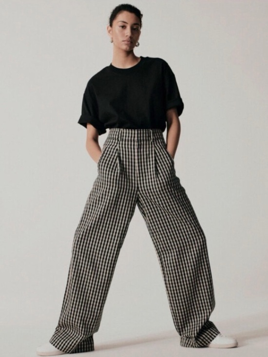 Everlane Pants - Everlane Way-High Drape Pant in Black and White Gingham Size 2S